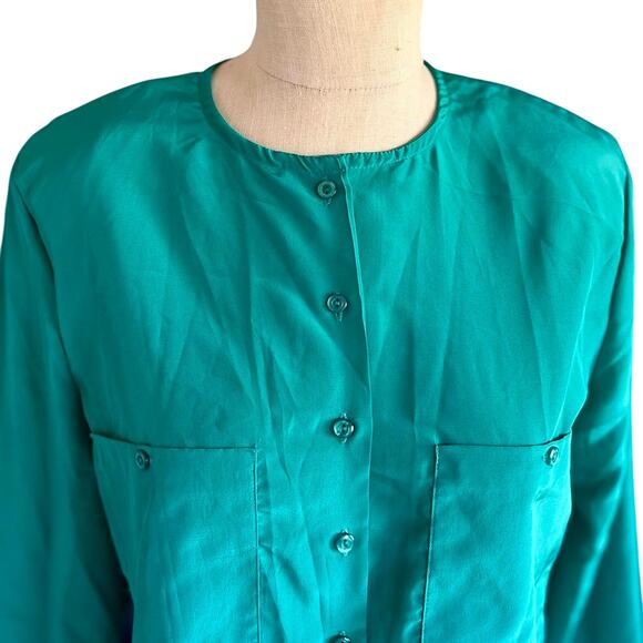 Vintage Top Womens Size 10 Teal Structured Coastal Classic Professional - Picture 3 of 8